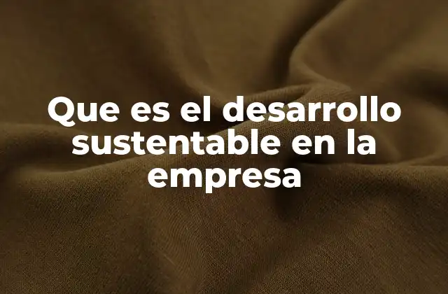Que es el Desarrollo Sustentable en la Empresa