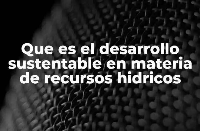 Que es el Desarrollo Sustentable en Materia de Recursos Hidricos