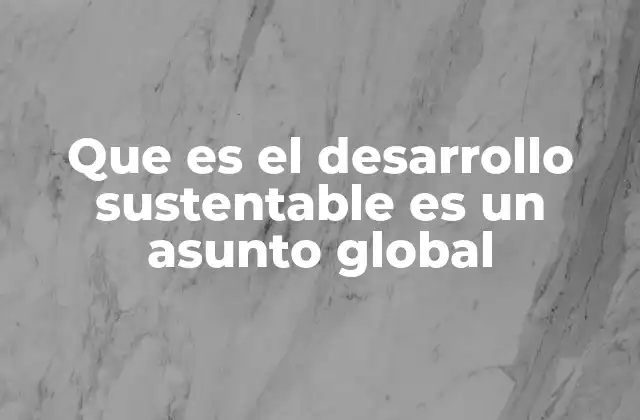 Que es el Desarrollo Sustentable es un Asunto Global