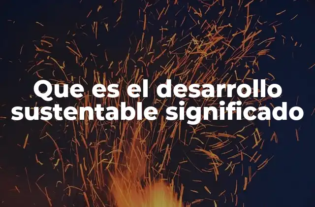 Que es el Desarrollo Sustentable Significado