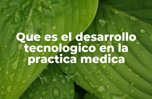 Que es el Desarrollo Tecnologico en la Practica Medica
