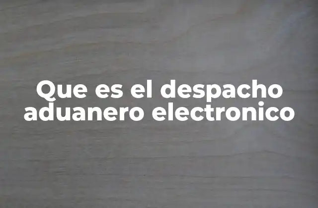 Que es el Despacho Aduanero Electronico