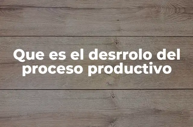 Que es el Desrrolo Del Proceso Productivo