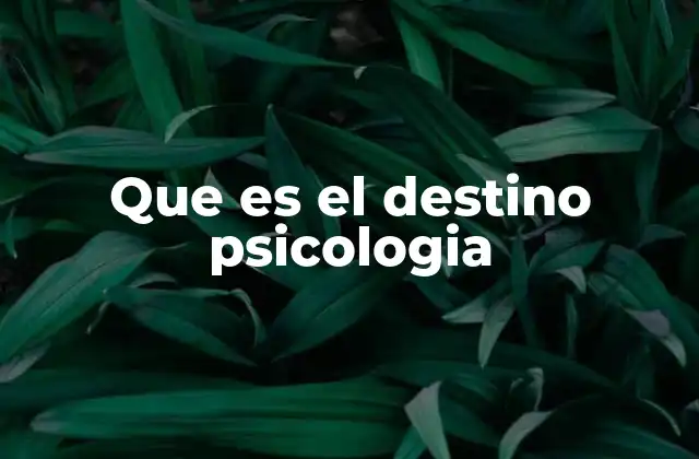Que es el Destino Psicologia