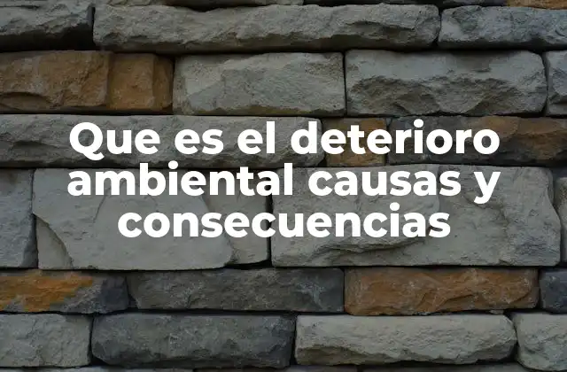 Que es el Deterioro Ambiental Causas y Consecuencias