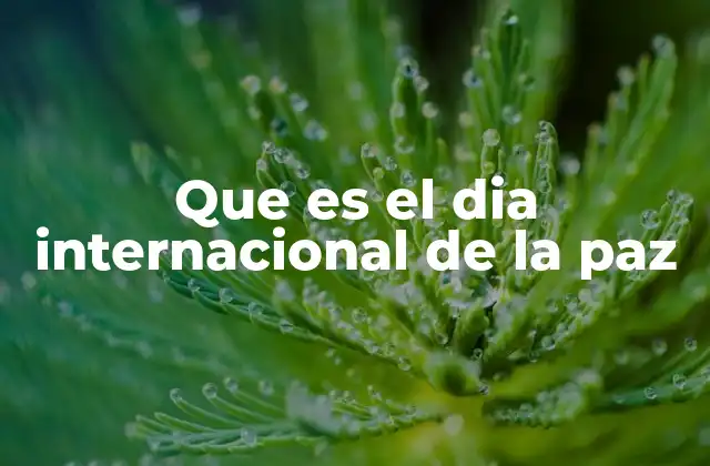Que es el Dia Internacional de la Paz