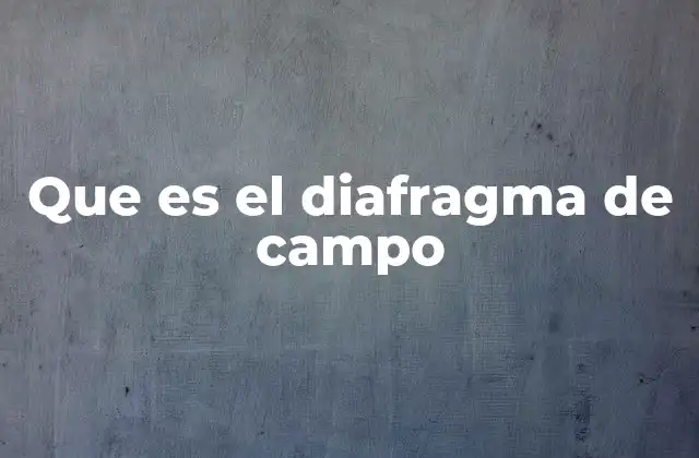 Que es el Diafragma de Campo