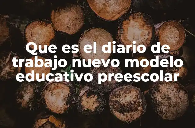 Que es el Diario de Trabajo Nuevo Modelo Educativo Preescolar