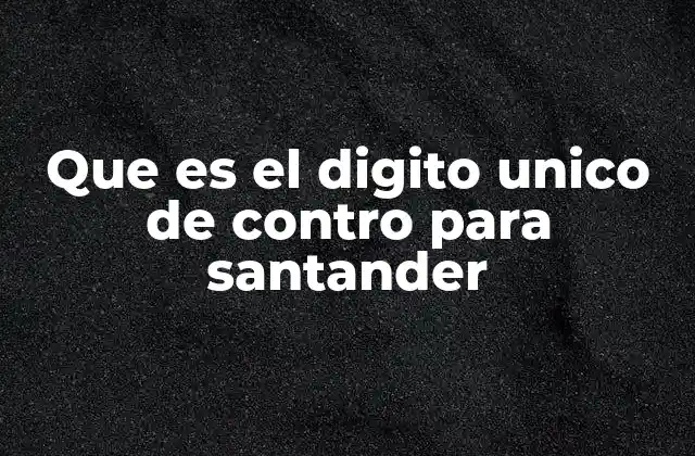 Que es el Digito Unico de Contro para Santander
