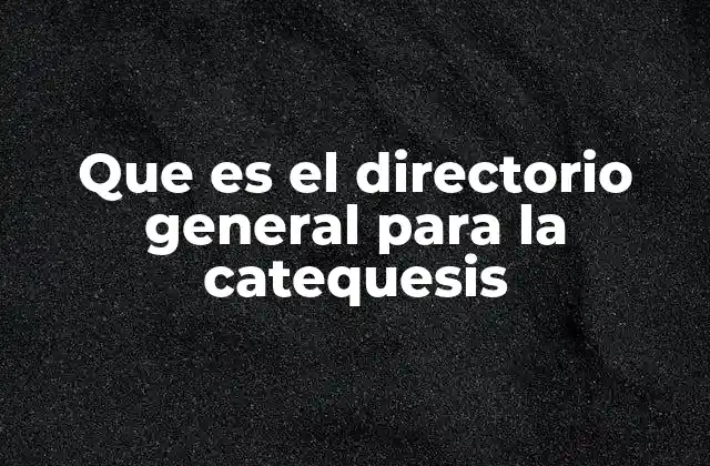 Que es el Directorio General para la Catequesis