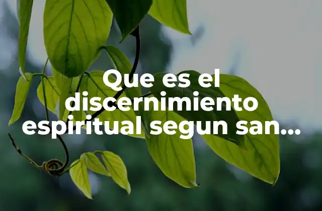 Que es el Discernimiento Espiritual Segun San Ignacio