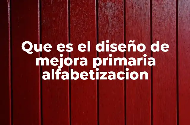 Que es el Diseño de Mejora Primaria Alfabetizacion