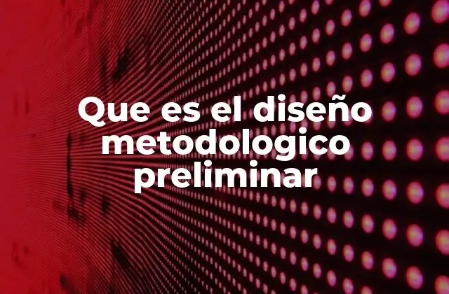 Que es el Diseño Metodologico Preliminar