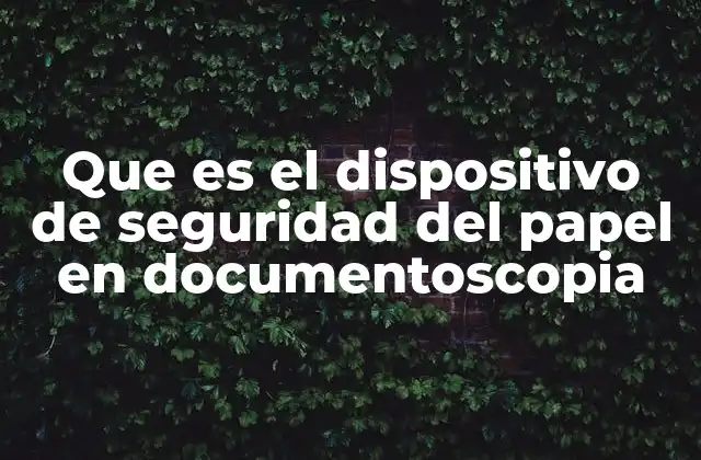 Que es el Dispositivo de Seguridad Del Papel en Documentoscopia