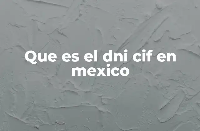 Que es el Dni Cif en Mexico