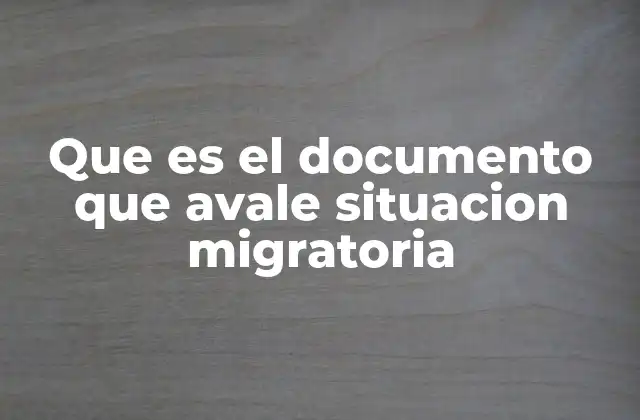 Que es el Documento que Avale Situacion Migratoria