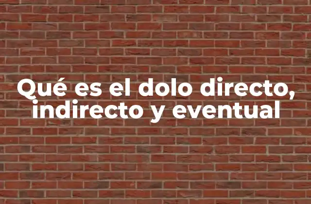 Qué es el Dolo Directo, Indirecto y Eventual