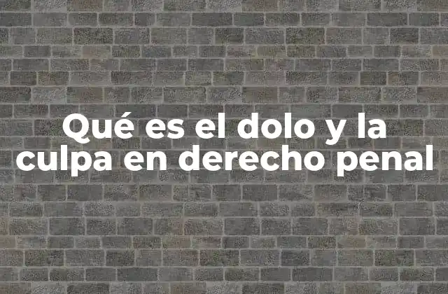 Qué es el Dolo y la Culpa en Derecho Penal