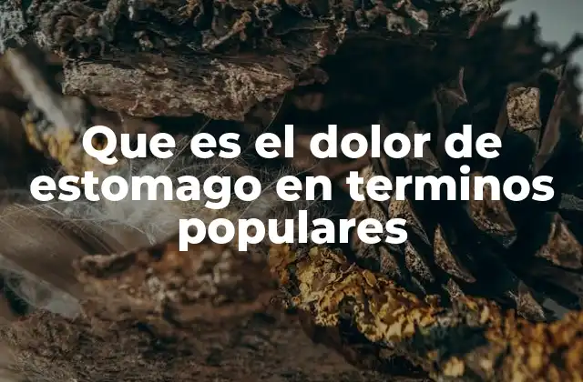 Que es el Dolor de Estomago en Terminos Populares
