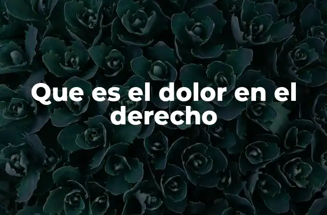 Que es el Dolor en el Derecho