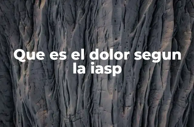 Que es el Dolor Segun la Iasp