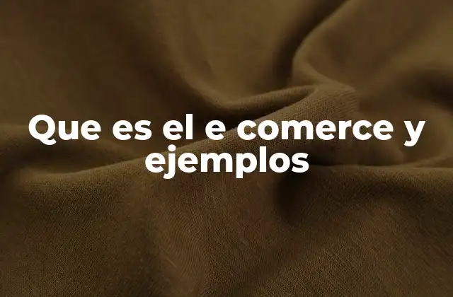 Que es el e Comerce y Ejemplos