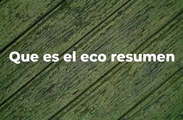 Que es el Eco Resumen