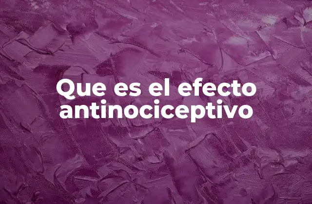 Que es el Efecto Antinociceptivo 2 El papel del sistema nervioso en la inhibición del dolor