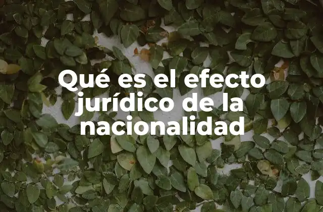 Qué es el Efecto Jurídico de la Nacionalidad
