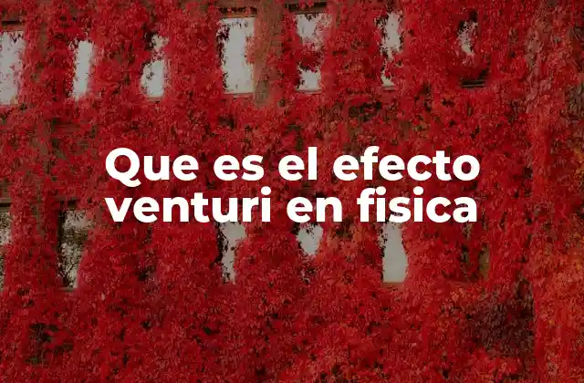 Que es el Efecto Venturi en Fisica