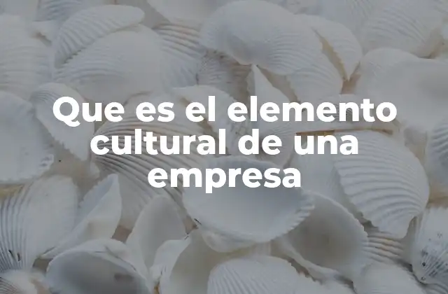 Que es el Elemento Cultural de una Empresa