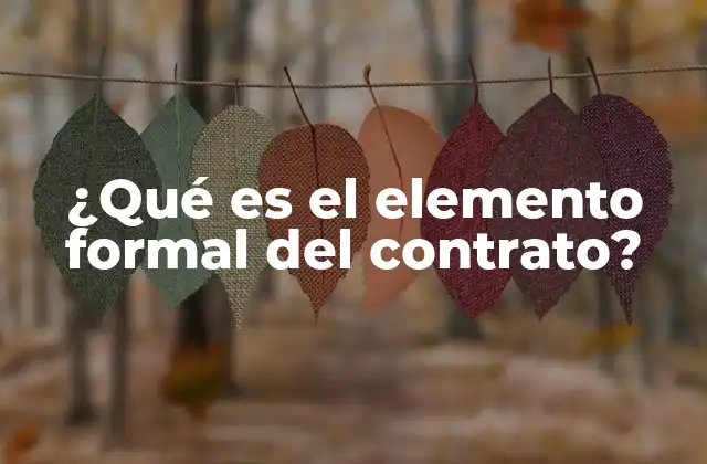 ¿qué es el Elemento Formal Del Contrato?