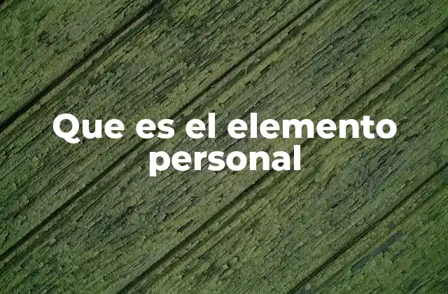 Que es el Elemento Personal
