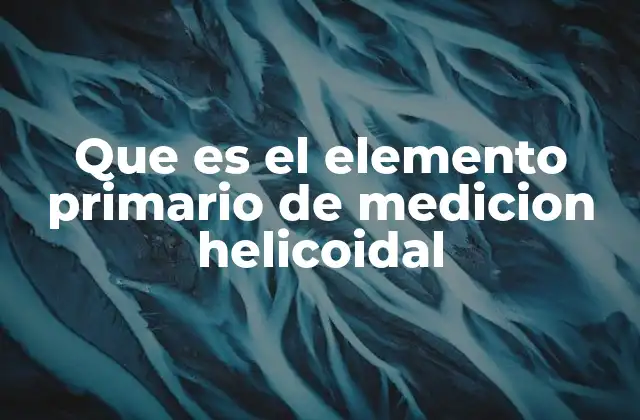 Que es el Elemento Primario de Medicion Helicoidal