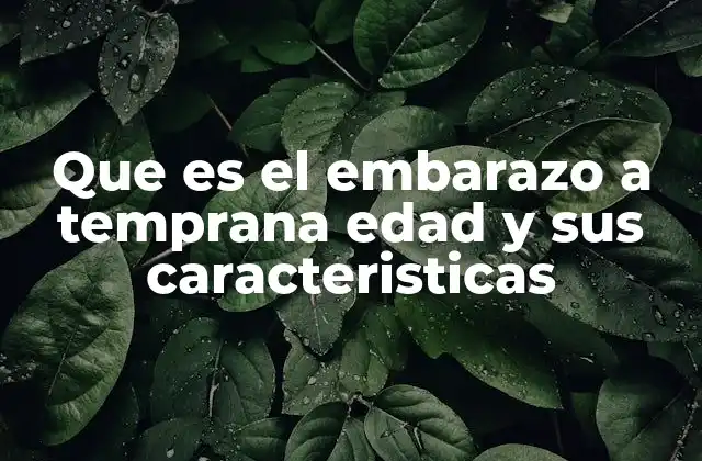 Que es el Embarazo a Temprana Edad y Sus Caracteristicas