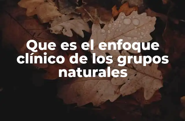 Que es el Enfoque Clínico de los Grupos Naturales