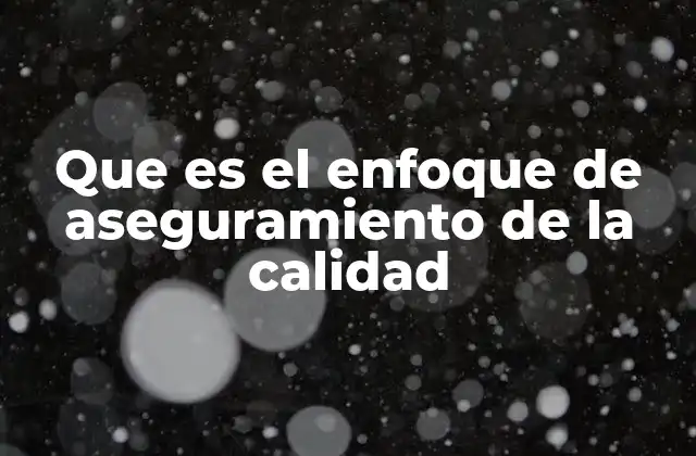 Que es el Enfoque de Aseguramiento de la Calidad