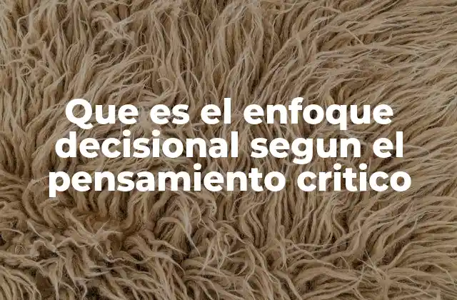 Que es el Enfoque Decisional Segun el Pensamiento Critico
