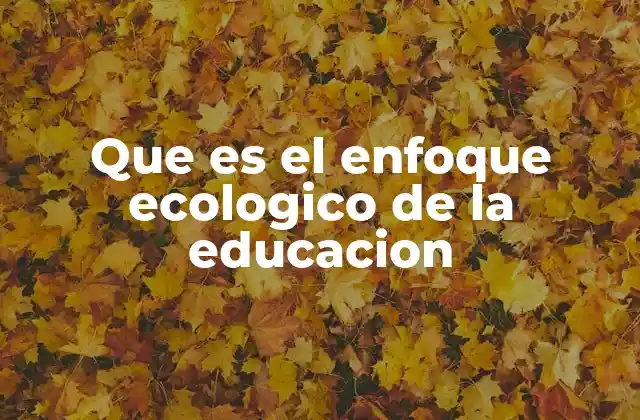 Que es el Enfoque Ecologico de la Educacion