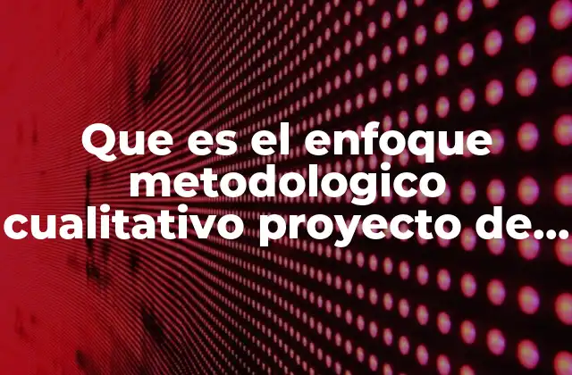 Que es el Enfoque Metodologico Cualitativo Proyecto de Investigación