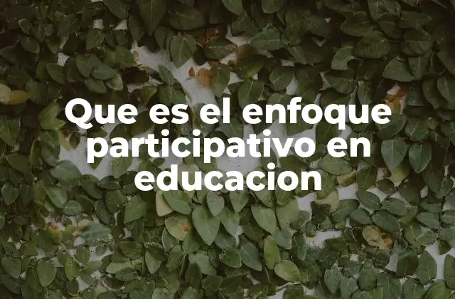 Que es el Enfoque Participativo en Educacion