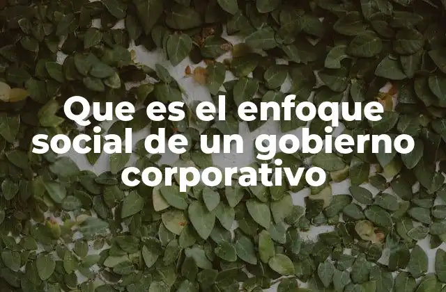 Que es el Enfoque Social de un Gobierno Corporativo