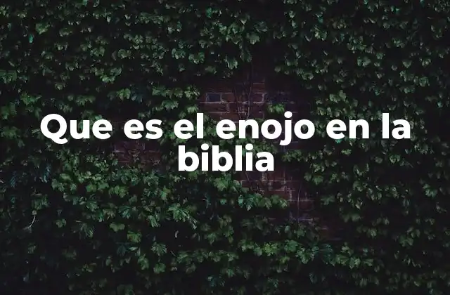 Que es el Enojo en la Biblia