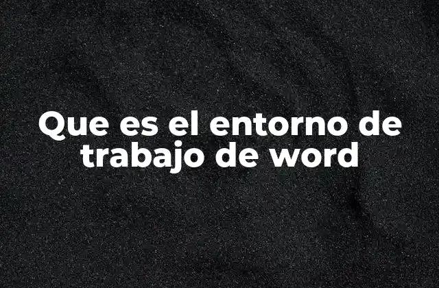 Que es el Entorno de Trabajo de Word
