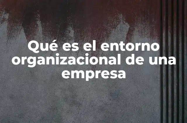 Qué es el Entorno Organizacional de una Empresa