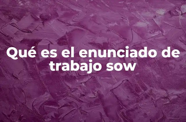 Qué es el Enunciado de Trabajo Sow