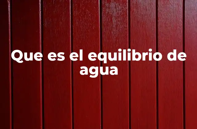 Que es el Equilibrio de Agua