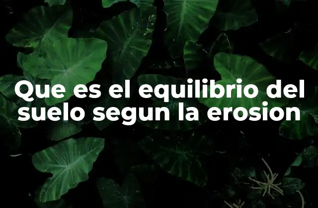 Que es el Equilibrio Del Suelo Segun la Erosion