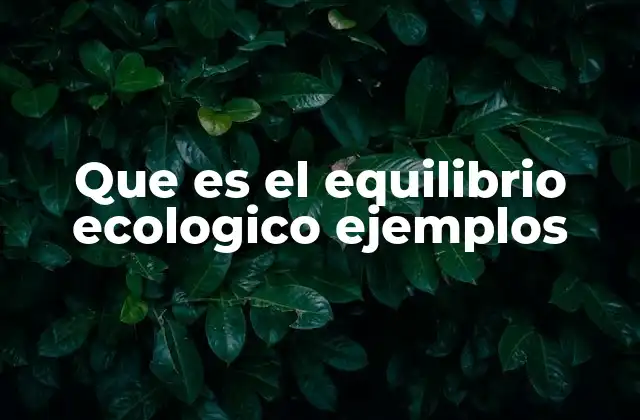 Que es el Equilibrio Ecologico Ejemplos