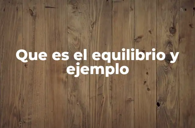 El equilibrio como concepto universal